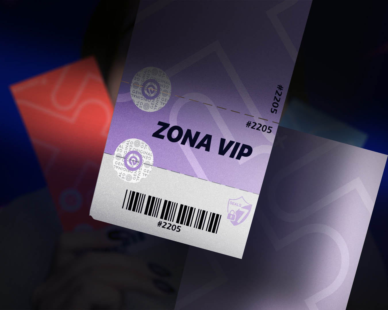 Ticket VIP sobre fondo oscuro