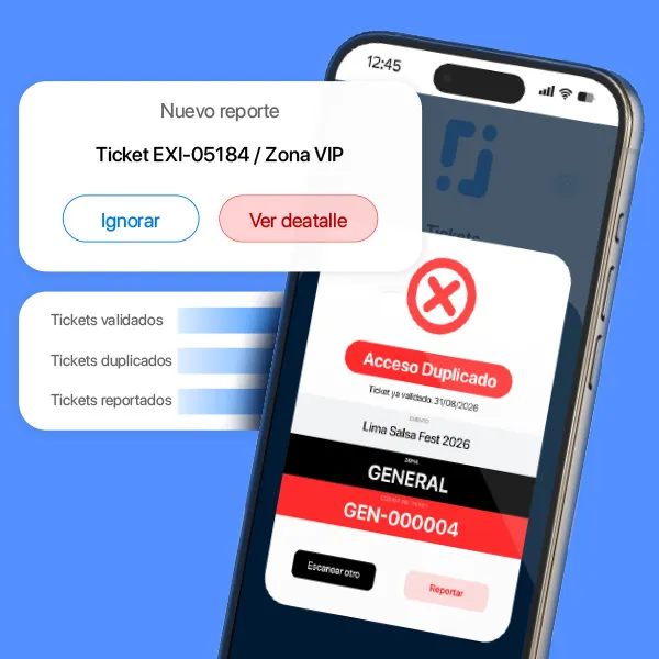 Alerta de acceso duplicado en la plataforma Smarticket
